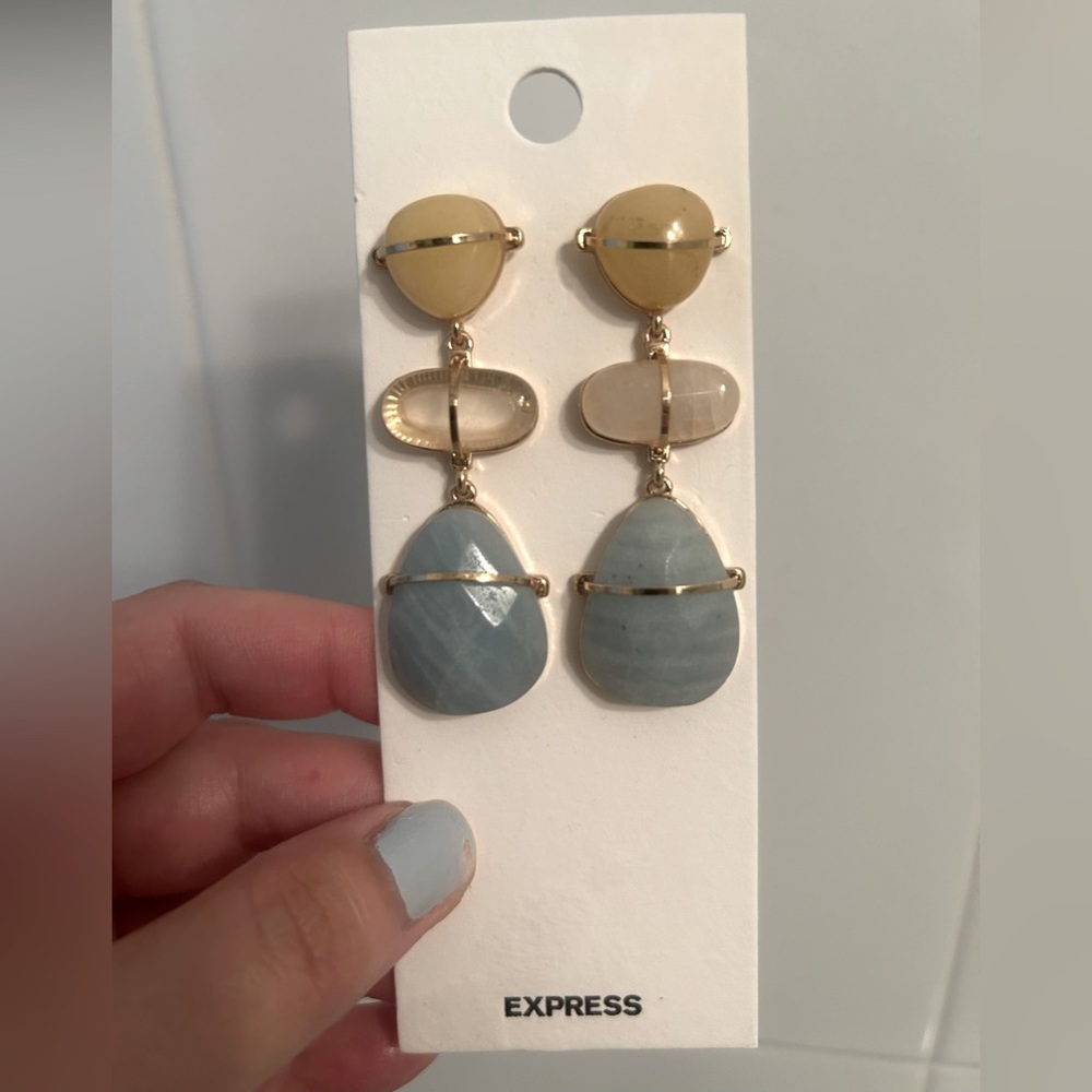 Express Gold and Blue Dangle Earrings